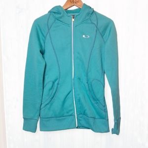 Oakley turquoise fleece lined full zip hoodie small
